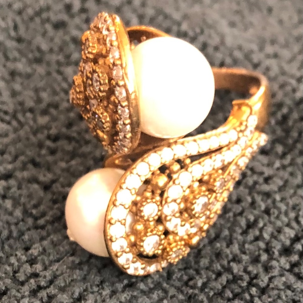 Detailed design Perl ring - Picture 2 of 3